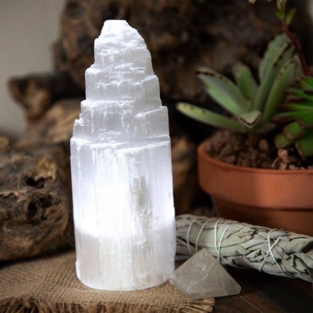 6” Selenite Tower Crystal Tower Gemstone Skyscraper Decor by TumbledShop